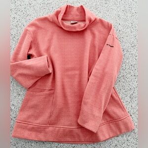 COLUMBIA cowl herringbone tunic salmon pink XL